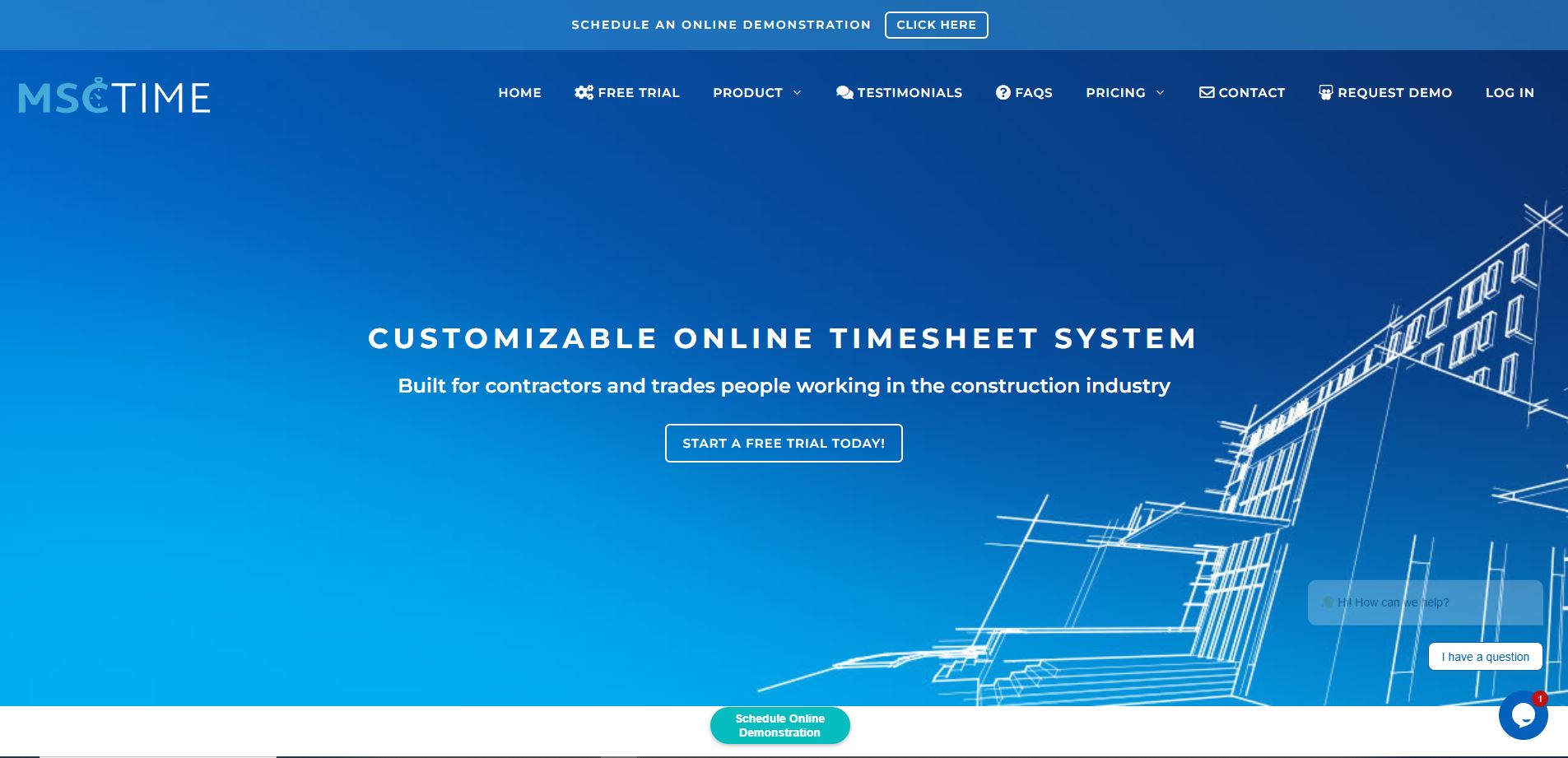 Screenshot of MSCTIME Online Timesheets